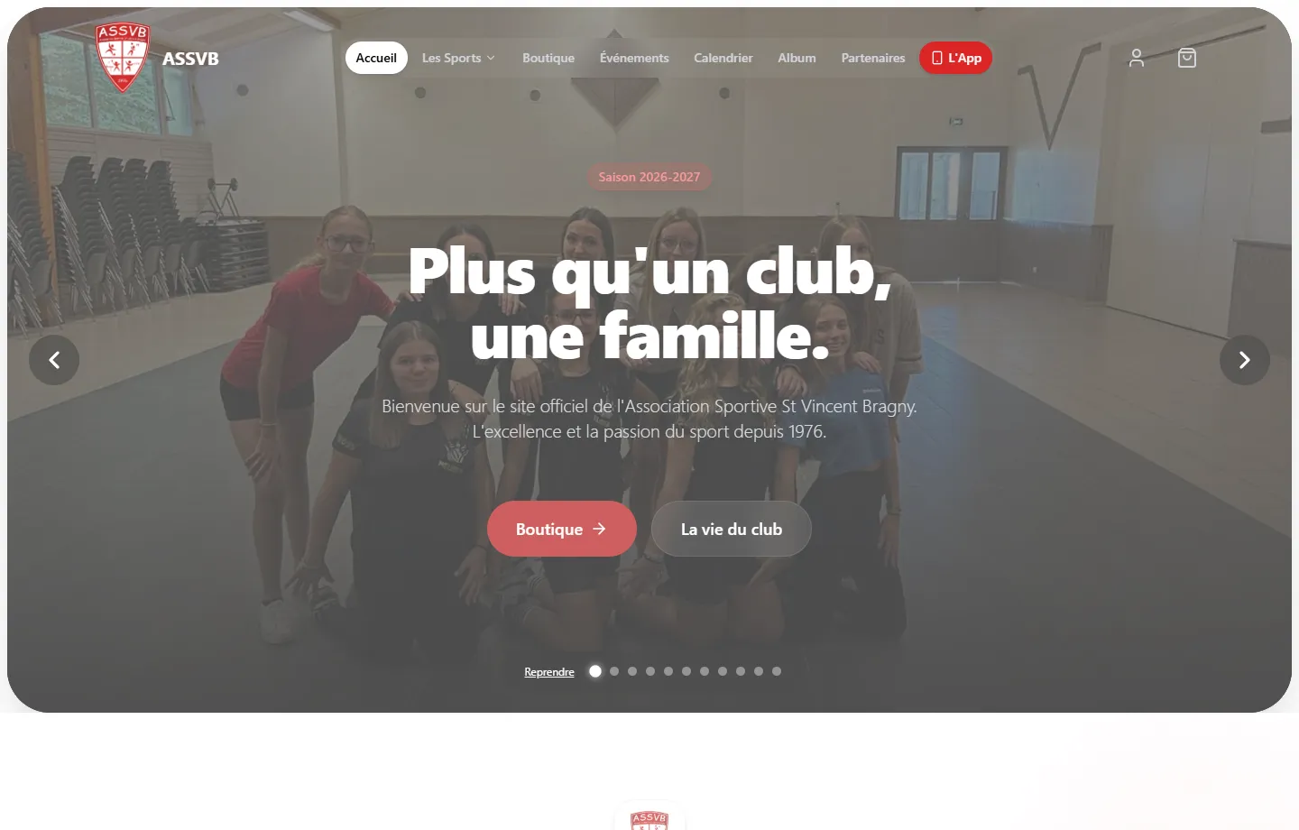 Capture ordinateur du site ASSVB